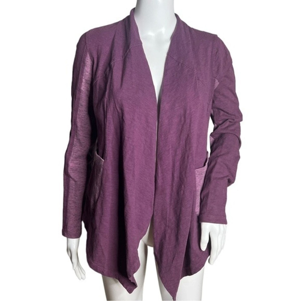 Logo by Lori Goldstein Cardigan Women Small Purple Colorblock Logo Lounge Casual